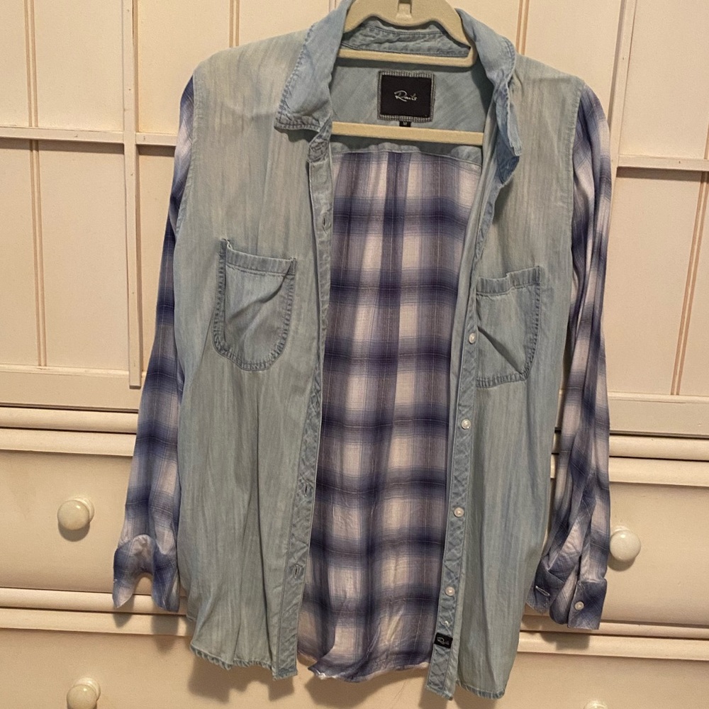 Rails Denim Plaid Top